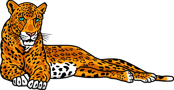 Leopard team mascot color vinyl sports decal. Customize on line. Leopard 1